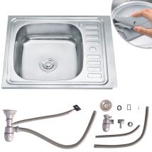 60cm Edelstahl Einbauspüle Eckig + Ablage Spülbecken Spüle Küchenspüle Spüle