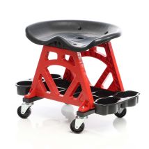 Xpotool - Sgabello Per Officina Con Ruote, Sedile Girevole A 360°, Con Portautensili, Sgabello Meccanico Con Portata Fino A 150 Kg