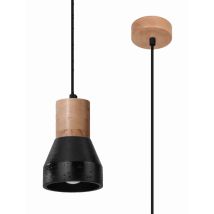 LEDBOX QUBIC Pendelleuchte Beton Holz Schwarz 120cm 10cm 10cm E27 60W IP20 Wohnzimmer Esszimmer Küche