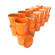 20x Hobbock Eimer Mit Deckel 31,5 L, Lebensmittelecht Orange