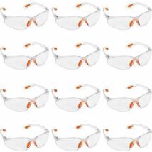Lot De 12 Lunettes De Sécurité Transparentes - Lunettes De Protection Avec Verres En Plastique, Pont-de-nez Et Embouts De Branches En Caoutchouc Pour 