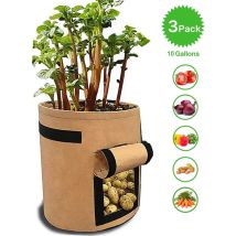 Bolsas De Siembra Para Patatas, Tomates Y Otras Verduras, Tejido Polar Transpirable, Jardinera Con Solapa, Cierre De Velcro Y Asa, 3 Piezas, Jardín, 