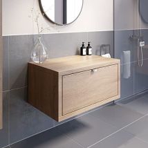 Aquari - Bathroom Oak Wall Hung Vanity Unit Cabinet Storage Unit 800mm
