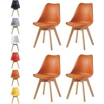 Mcc Direct - Mcc Retro Esszimmerstühle Eva, Gepolstert, Kunstleder, Design Stuhl, Küche, Lounge, 4er Set In Orange