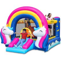 Castello Giostra Gonfiabile Interattivo Fantasy Unicorn Con Pompa Happy Hop