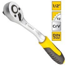 Umschaltknarre 1/2" 3/8" 1/4" 72 Zähne – Chrom-Vanadium-Stahl – ergonomischer Griff – DIN 3122