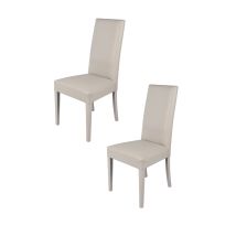 Glory Dining Chairs – Beech Wood – Light Grey Eco-Leather – Handmade in Italy – Set of 2