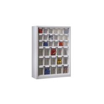 Lockweiler – Armoire murale en tôle d'acier laquée – 33 bacs pivotants – Dimensions 910 x 665 x 250 mm – Gris clair RAL 7035