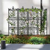 Unho - Metal Garden Trellis Plant Support Set Of 2 Outdoor Yard Climbing Fencie Trellis