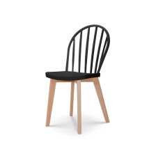Kosmi - Chaise De Salle À Manger Emy Noire Avec Pieds En Bois