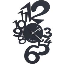 Arti E Mestieri - Horloge Murale Lupin Design Moderne Noir Fabriquée En Italie, Acier, D. 50 Cm, Style Minimal Pour Salon, Cuisine, Bureau