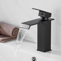 Robinet De Salle De Bain Mitigeur Lavabo Sdb Contemporaine Laiton Cascade Ideko - Noir
