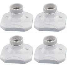 4 Pack De Portalámparas Led E27, Portalámparas De Cerámica E27 Y Base De Plástico, Portalámparas De Pared E27, Portalámparas E27 Blanco Con Aro Para 
