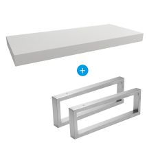 Egger - Set Mueble Natural 120x8x50 Cm + 2 Toalleros 45 Cm, Blanco Mate (do12050bm-fix3)