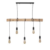 Lámpara Colgante Metal Y Madera Yagis Negro