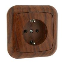 Base di presa Schuko in legno – 80 × 80 × 12 mm – 16 A, 250 V – Electro Dh