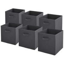 Lot De 6 Paniers Pliables En Tissu Gris 27 X 27 X 27 Cm