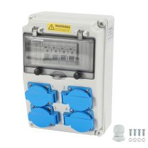 Swanew Distributore Da Parete Con Interruttore Di Protezione Del Tubo, Distributore Di Corrente Di Costruzione Con 4 Prese Schuko E 4 Prese Cee, 16 A