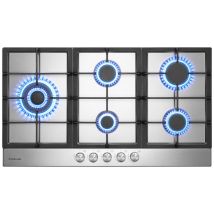 Gasland Chef - Gasland Piano Cottura A Gas Naturale/butano/propano Da Incasso, Acciaio Inossidabile - Gh2905ss1fc - 5 Fuochi - 10400w - Con Supporti 