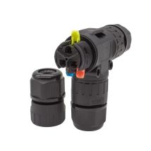 Conector T estanco IP68 3 Contactos 450V – 24A – 0.5-2.5 mm² – Negro