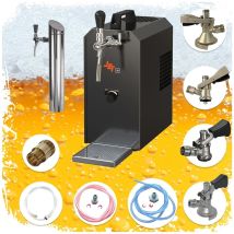 Untertheken Komplett Set - Zapfanlage, Bierzapfanlage Jet 30k Bierkoffer Mit Luftpumpe Durchlaufkühler 1-leitig Trockenkühler, Bis Zu 35 Liter/h, 