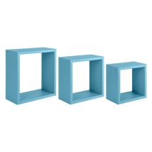 Sanitec - Estantes De Pared Cúbicos Conjunto De 3 Pc Mod. Incubo Azul