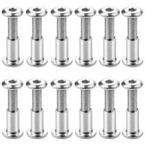 Dcknty - 12 Stück M6 X 20 Mm Bindungsschrauben, Verbindungsschrauben Mit Bolzen, Innensechskant-befestigungsschrauben, Flachkopf-bindungsschraube Mit 