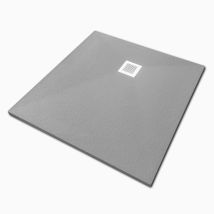 Duschwanne Aus Kompositstein Mit Schiefer-muster Flach (txbxh) 90 X 90 X 3 Cm Grau - Veroni
