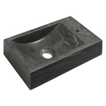 Beaux Meubles Pas Chers - Sapho Blok - Lavamani 400x220 Mm, Foro Rubinetto A Destra, Senza Troppopieno, Antracite 2401-28