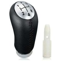 Manual Gear Shift Knob For Renault Clio Iii 2005-09, Megane 2 Laguna 2003-09, Black Leather, With Adapter
