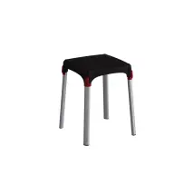Sgabello Da Bagno Quadrato Colore Nero, 30,5x30,5x42,5 Cm