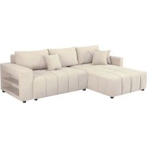 Sofá Esquinero Convertible De 3 Plazas En Tejido De Chenilla - "trocadero" - Beige