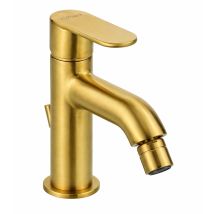 Mezclador De Bidé Dorado Cepillado Con Desagüe De 1"1/4" Paini Domus 18pj306 Oro Cepillado