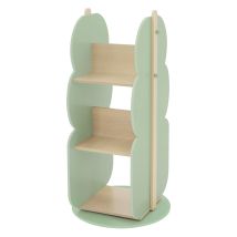 Libreria Per Bambini A Forma Di Albero Ø 48 X 96 Cm Beige - Verde Scaffale A 2 Lati In Legno Con 5 Ripiani Ruotabile A 360° Scaffale Per Giocattoli 
