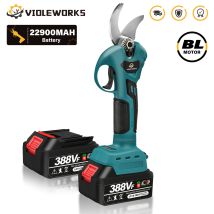 Tijera Corta Ramas Inalámbrica Violeworks 388vf 3000w Tijera Eléctrica 4 Velocidades Con 2 Baterías Azul
