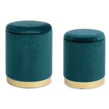 Poltrona Pouf 'polina' Per Interno, Con Struttura In Mdf E Compensato, Set Da 2 Pezzi -rosa Antico