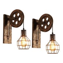 2pcs Lámpara De Pared Hierro Forjado Aplique De Pared Retro Iluminación Interior Para Dormitorio Salón Bronce