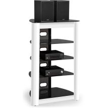 Centurion Supports - Zinnia 5-tier Black Glass Shelves With Gloss White Fascia Entertainment Media Audio Rack