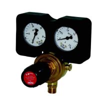 Nevax Regulador de Acetileno D II – Presión de 0 a 1,5 bar – Caudal máximo 10 m³/h – Cuerpo de latón – Incluye tuerca y manguito