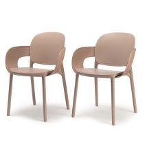Lot De 2 - Chaise Avec Accoudoirs Outdoor Indoor En Plastique Recyclé Hug