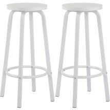 Woltu Set Di 2 Sgabelli Da Bar-bistrot - Seduta In Mdf - Struttura In Metallo - Sgabello Da Cucina - 30 X 30 X 72 Cm - Bianco