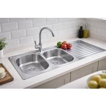 Viandpro Double Bowl Single Drainer Sink - 1200 X 500 Mm - Satin Finish - Right Hand Drainer