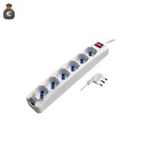 Multiprise 6 Prises Schuko Avec Câble De 1,5 M Et Fiche Coudée À 90° - Idéale Pour La Maison Et Le Bureau - Design Compact Blanc