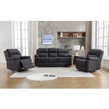 Furniture One - Manual Reclining Sofa Collection Sectional Couches Set Grey - 3+1+1 Seater Sofa Set