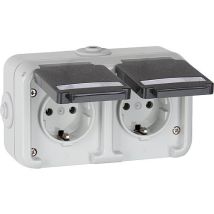 Peha By Honeywell - Prise De Courant En Saillie Double Peha Ip44, Schuko, Marquage Horizontal, D 6632 Wab Na