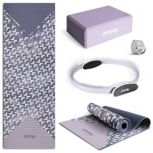 Kit 4 Yoga Und Pilates-zubehör Kitwell-400 Lila, Yoga-matte, Yoga-block, Pilates-reifen, Gymnastikband, Yoga Anfänger Und Erhöhung Der Schwierigkeit 
