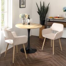 Meubles Cosy Juego De 2 Sillas De Comedor Escandinavas En Tejido De Microfibra Beige Claro