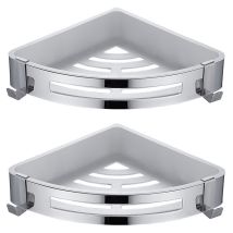 Dreieckiges, Zweiteiliges Eckduschregal, Bohrfreie Duschablage, Rostfreier Duschkorb, Badezimmeraccessoire, Seifen- Und Shampoohalter