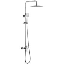 Auralum Columna De Ducha Con Mezclador Cromado, Conjunto De Ducha Con Rociadores De Ducha Cuadrado Y Teleducha, Sistema De Ducha Con Boquillas 