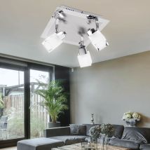 Esto - Cob 15 Watt Led Decken Wand Beleuchtung Schlafzimmer Silber Glas Leuchte 761050-3